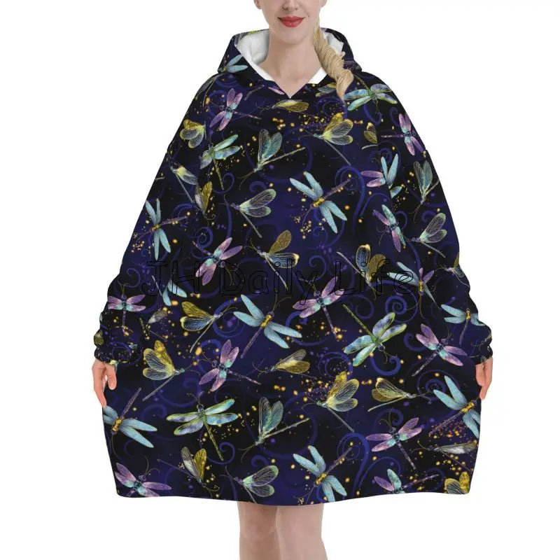 Manta con capucha de libélula  - Sherpa Hoodie Fleece reseña y precio